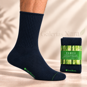Calcetines Punto Blanco 74981-10 Bambú y Viscosa con Puño Canalé | Transpirables Antiolor y Antibacterianos